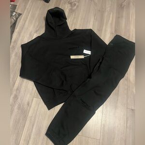 Essentials Hoodie and Sweatpants set black cuffed Fear of God